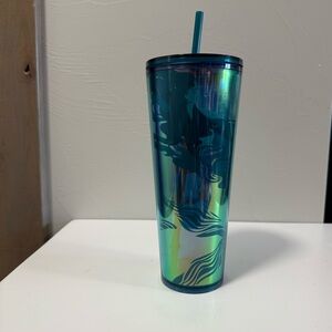 2023 Starbucks Iridescent Teal Siren Scales Mermaid Tumbler Straw Cup 24oz Venti